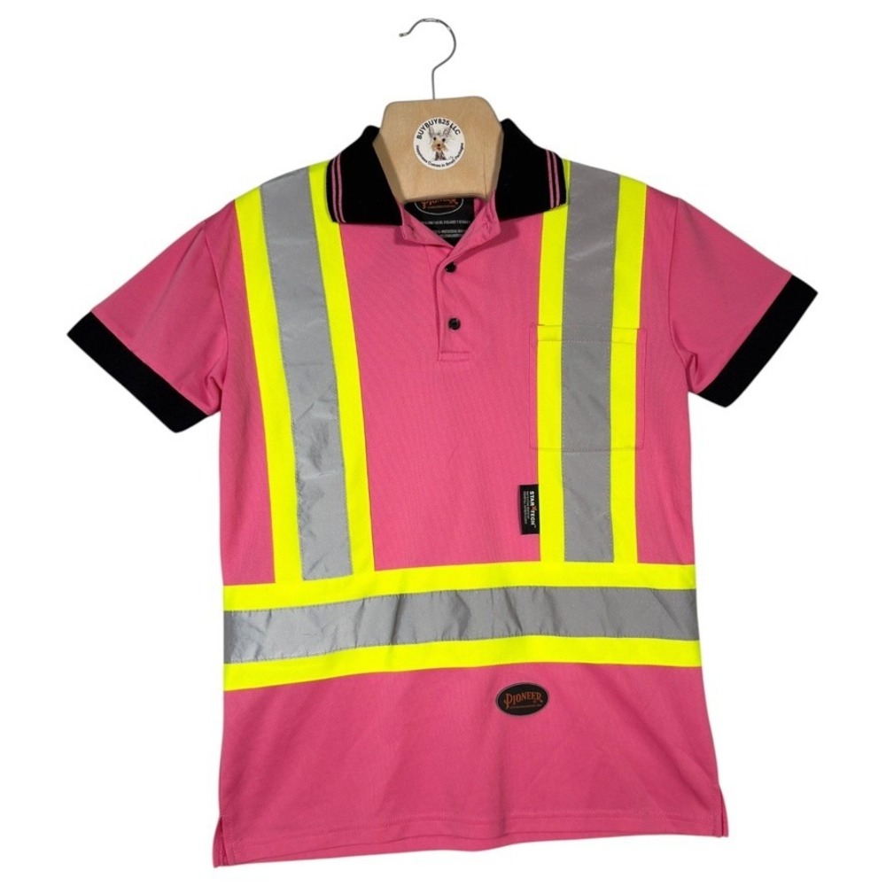 Pioneer Storm Master Hi Vis Reflective Safety Polo Pink ANSI Class 1 Small